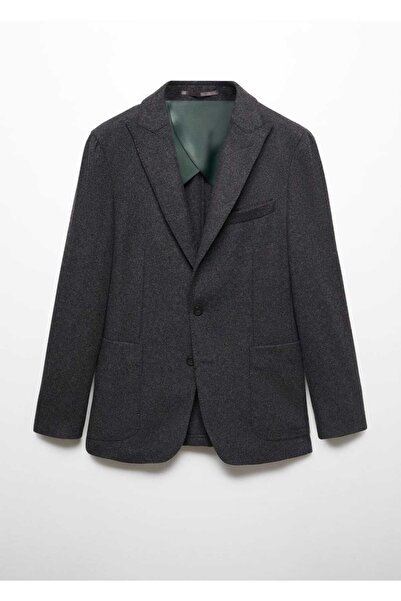 MANGO Man Saf yün melanj blazer ceket