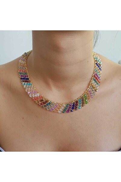 Handmade By HLY قلادة مصنوعة يدوياً من حجر الكريستال الملون