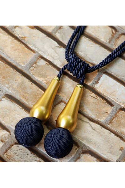 Akcan Navy Blue Color Gold Drop Long Braçol