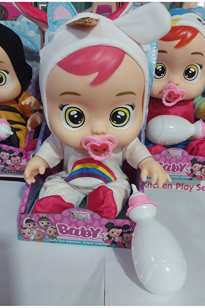 Ailenizin Oyuncakçısı 30 CM AĞLAYAN BEBEK BİBERONLU EMZİKLİ SU İÇEN AĞLAYAN S...