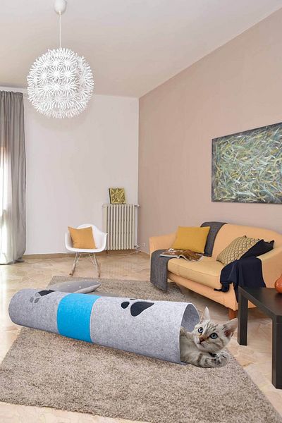 UTKU TASARIM Blue Gray Long Cat Tunnel Pet Toy 1 Meter Cat Playground