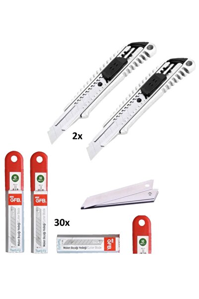 Depolife Metal Falçata 2 adet ve 30 adet falçata yedek bıçağı seti GFB maket ...