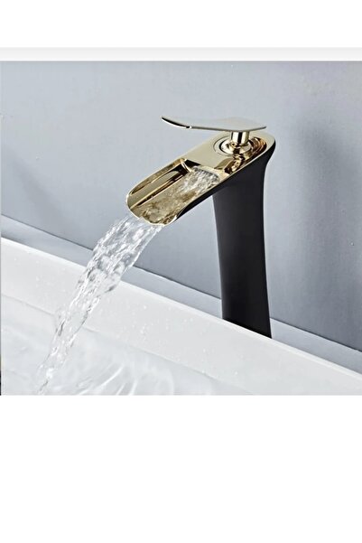 İSAOĞLU YAPI Şelale Lavabo Bataryası Çanak Lavabo Musluğu Siyah Gold Naturel ...