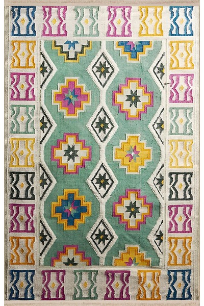 Rugs Modern Halı Covor decorativ modern cu model geometric multicolor, cu tem...