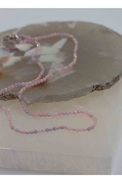 NehirTaş Sertifikalı Morganit Taşı Doğaltaş Ince Kolye 2 Mm