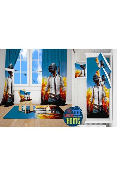 Lavisa PUBG Model Dijital Baskı 2 fon Perde & Yatak Örtüsü ve Yastık Kılıfı &...