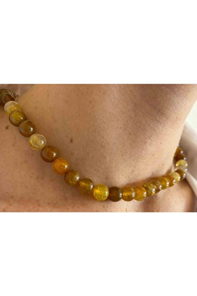 NehirTaş Sertifikalı Akik Taşı Doğaltaş Kolye 8 Mm