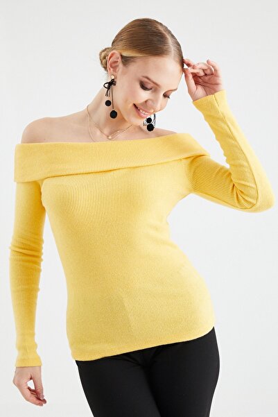 KaSheHa Hardal Madonna Yaka Şardonlu Kaşkorse Uzun Kollu Bluz 60 Cm