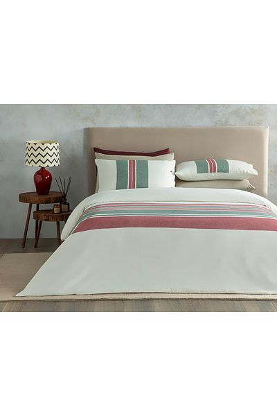 English Home Red-green Single Cozy Striped Duvet Cover Set - 160x220 Cm