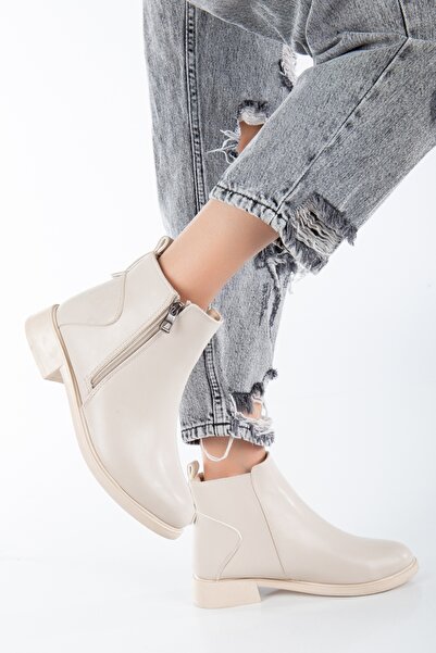 SOFT FASHION Kadın Bej Cilt Özel Şık Günlük Yeni Moda Bot - Topuk 2 Cm
