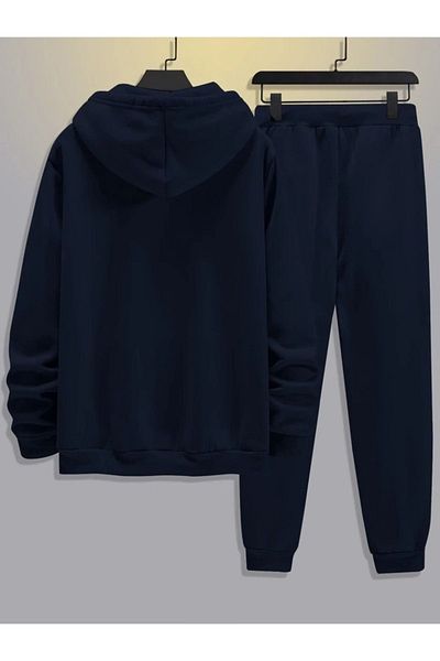 CLAYES Gestreiftes Trainingsanzug-Set „Paris“ – Übergroßes Kapuzensweatshirt und Jogginghose in Marineblau