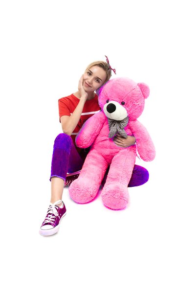 Sole 90 Cm Papyonlu Peluş Ayı - % 100 Yerli Pelüş Papyonlu Ayıcık