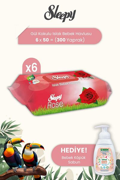 Sleepy Rose Scented Wet Baby Towels 50 Sheets X 6 Pieces And Baby Foam Soap