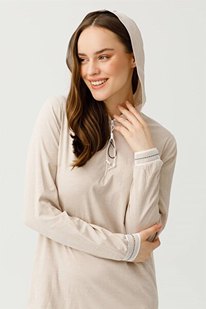 Esswaap Pamuk Keten Kumaştan Rahat Kullanımlı Elbise Bej