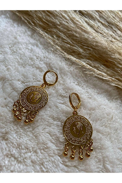 barisiva gold Altın Kaplama Dorika Toplu Çeyrekli Küpe