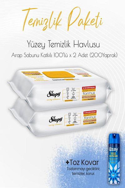 Sleepy Düvenci Cleaning Package 3 (Soap Soap Cleaning Towel Repeles 200 Leaves and Dust)