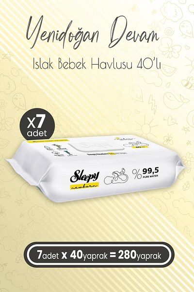 Sleepy Newborn Continue Wet Baby Care Towels 40 x 7 (280 SHEETS)