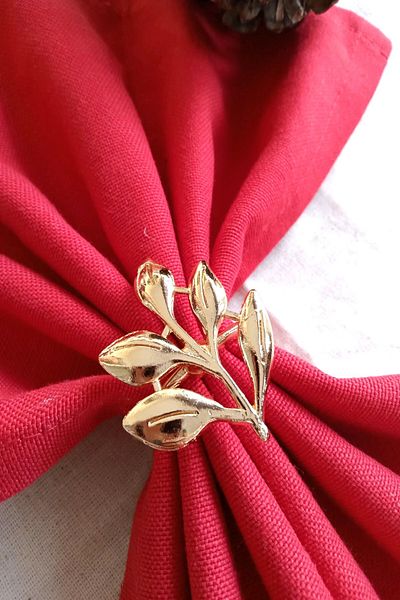 Emtory Home 6 Pieces Gold Ivy Metal Napkin Ring - Napkin Ring - Table Decor