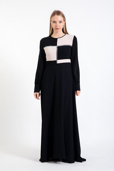 Esswaap Black and White Stone Detailed Dress Stone