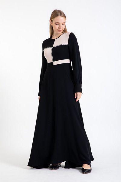 Esswaap Black and White Stone Detailed Dress Stone