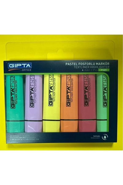 tüftürük Gıpta Pastel Colors Highlighter Marker Pen 6 Color Set