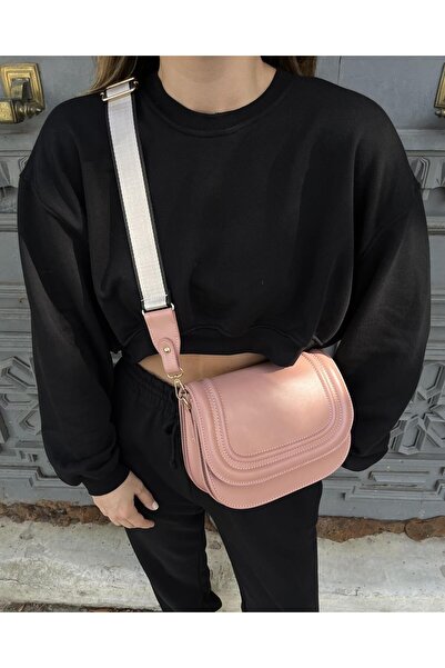 Tina Kanvas Askılı Kapaklı Çanta Pudra Pembe