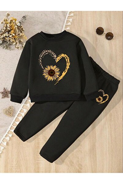 Renna Mood Set de trening pentru fete/băieți cu imprimeu cu margarete cu inim...