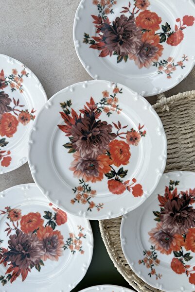 porselenden red carnation set of 6 porcelain daily colorful cake plates for 6 people 19 cm