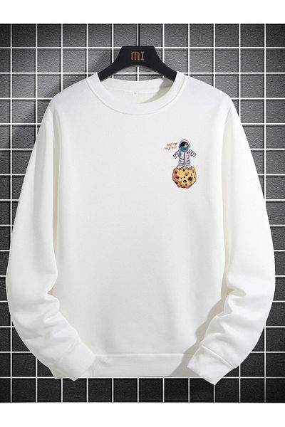 PALPİTO Φούτερ Unisex White Space Space με στάμπα oversize