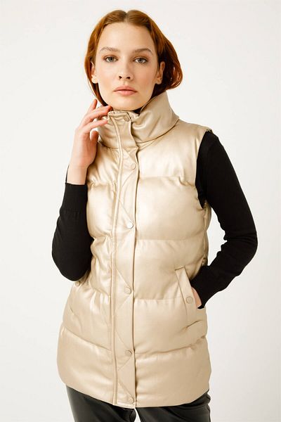 Esswaap Padded Leather Vest Gold