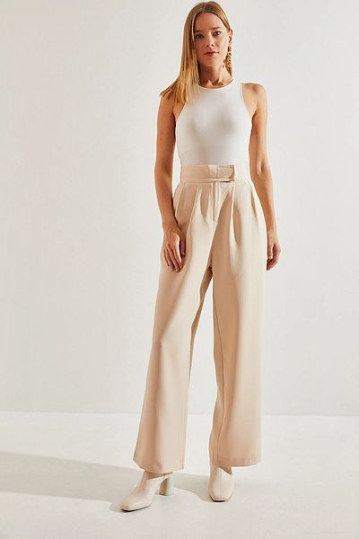 HARMONY GLOBAL Women's Full Lycra Crepe Fabric Palazzo Trousers with Elastic Waist and Velcro