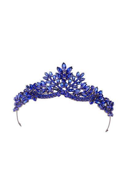 Hayalperest boncuk Women's Henna Wedding Crown Crystal Stone Bridal Crown Princess Crown Bachelorette Party Crown Saks Blue