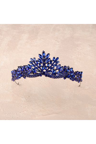 Hayalperest boncuk Women's Henna Wedding Crown Crystal Stone Bridal Crown Princess Crown Bachelorette Party Crown Saks Blue
