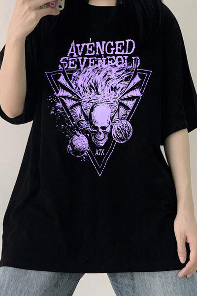Freak Tshirt Black Color Avenged Sevenfold Printed Unisex Oversize Cut Metal-Rock T-shirt