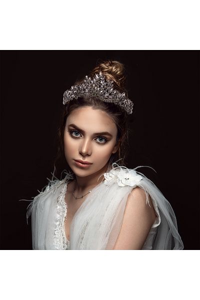 Hayalperest boncuk Women's Henna Wedding Crown Crystal Stone Bridal Crown Princess Crown Bachelorette Party Crown Anthracite