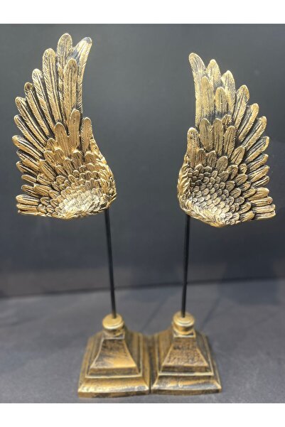 Peramari Dekoratif Polyester Ikili Melek Kanatları Biblo Gold Eskitme