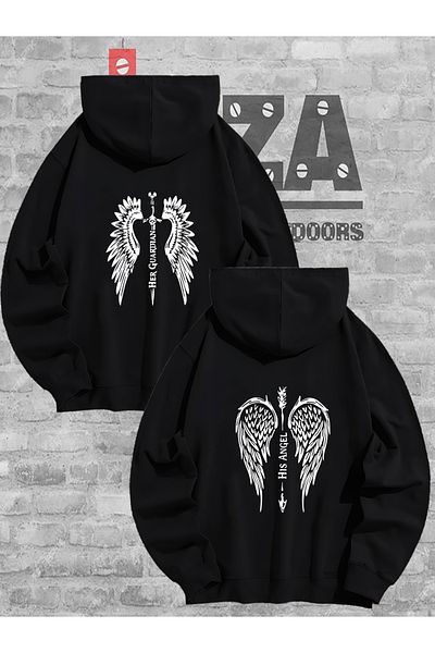 Joza Outdoors Femei Bărbați Unisex Angel Wing Lover Cuplu Combinație Design Hanorac cu glugă Set de 2
