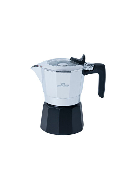 ON OFF KAMP Kahve Potu Moka Pot 150 ml 2 Cup Gümüş Siyah