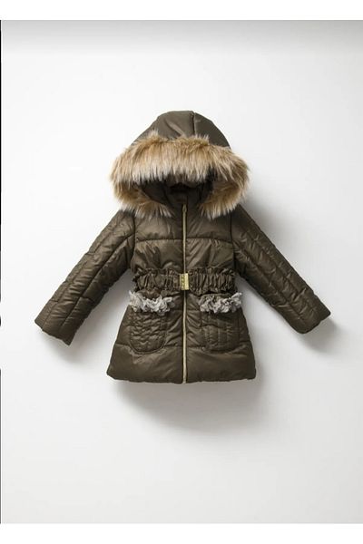 Esterella Girls' fleece-lined coat/plush hooded waterproof girl's mot/wind-resistant girl puffer coat