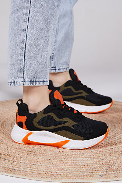 Tonny Black Uniszex fekete narancssárga sportcipő V2901