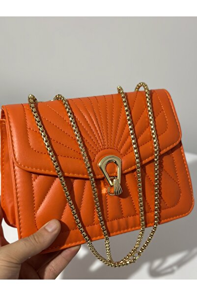 ESTUTE Tavuz nakış işlemeli 2 gözlü çapraz kilitli çanta