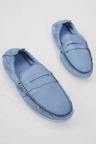 Tonny Black Ανδρικό μπλε άνετο loafer από γνήσιο δέρμα με ελαστική πλάτη
