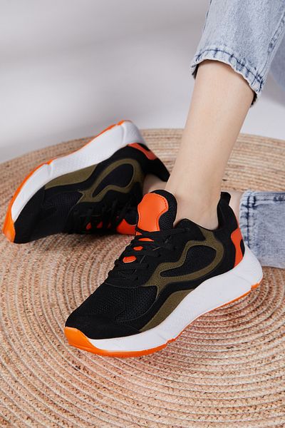 Tonny Black Unisex Black Orange Sports Shoes V2901