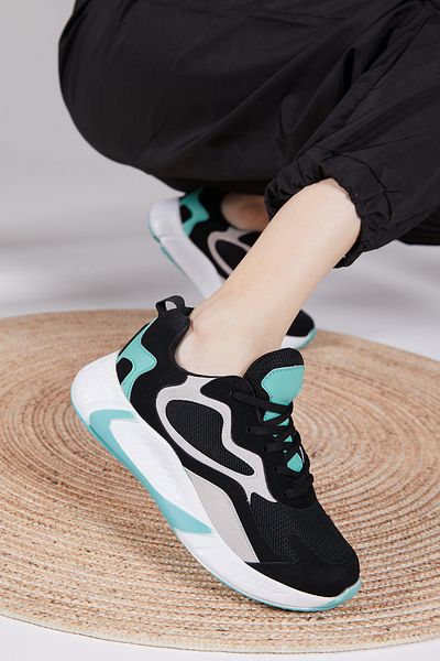 Tonny Black Unisex Black Green Sports Shoes V2901
