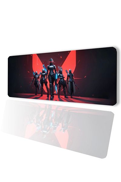 SonicTouch V-team Неплъзгаща се Геймърска Подложка за Мишка - Безшевна Червено-Черна 32x70см