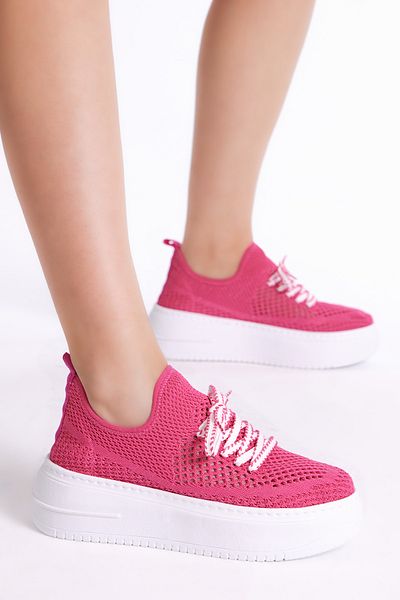 Tonny Black Pantofi de damă, fucsia, cu talpă înaltă, cu șireturi