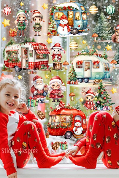 Sticker Ekspres قوافل عيد الميلاد وشخصيات لطيفة السنة الجديدة مجموعة ملصقات ا...