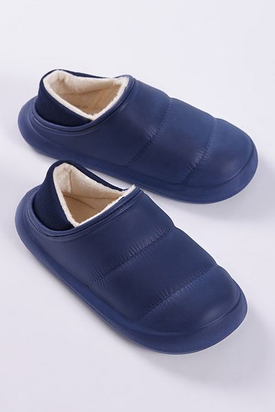 Tonny Black Men's Navy Blue Comfortable Mold Fur Slippers