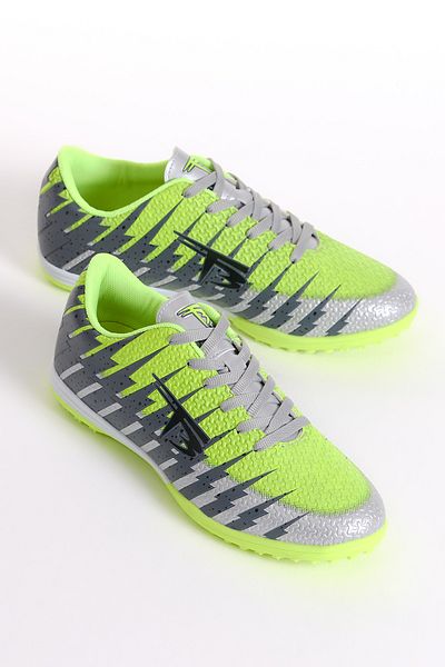 Tonny Black Unisex Silver Patterned Lace-Up Astroturf Shoes