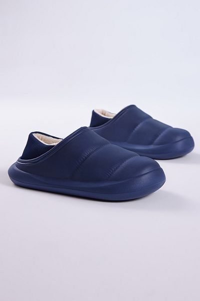 Tonny Black Men's Navy Blue Comfortable Mold Fur Slippers